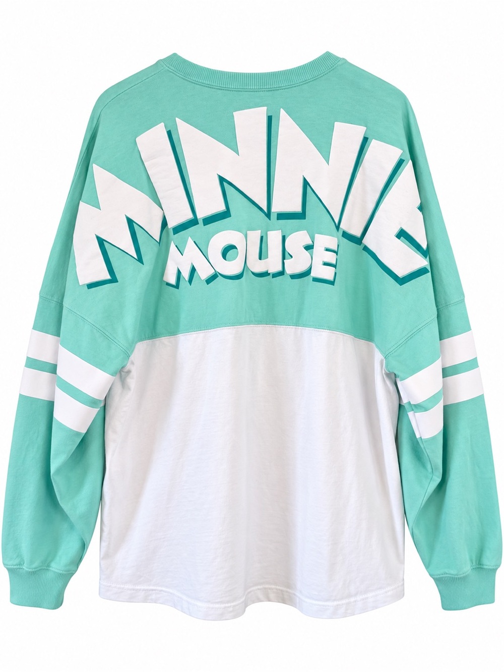 Disney Minnie Mouse Spirit Jersey Mint & White Long Sleeve Top XL Disneyland